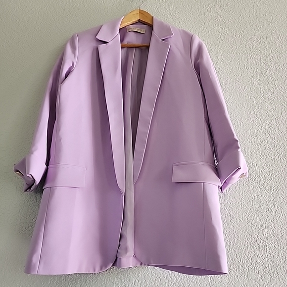 Spring Lilac Lavendar Open Blazer Long Casual Modest Church Wear Size Medium - Picture 11 of 15
